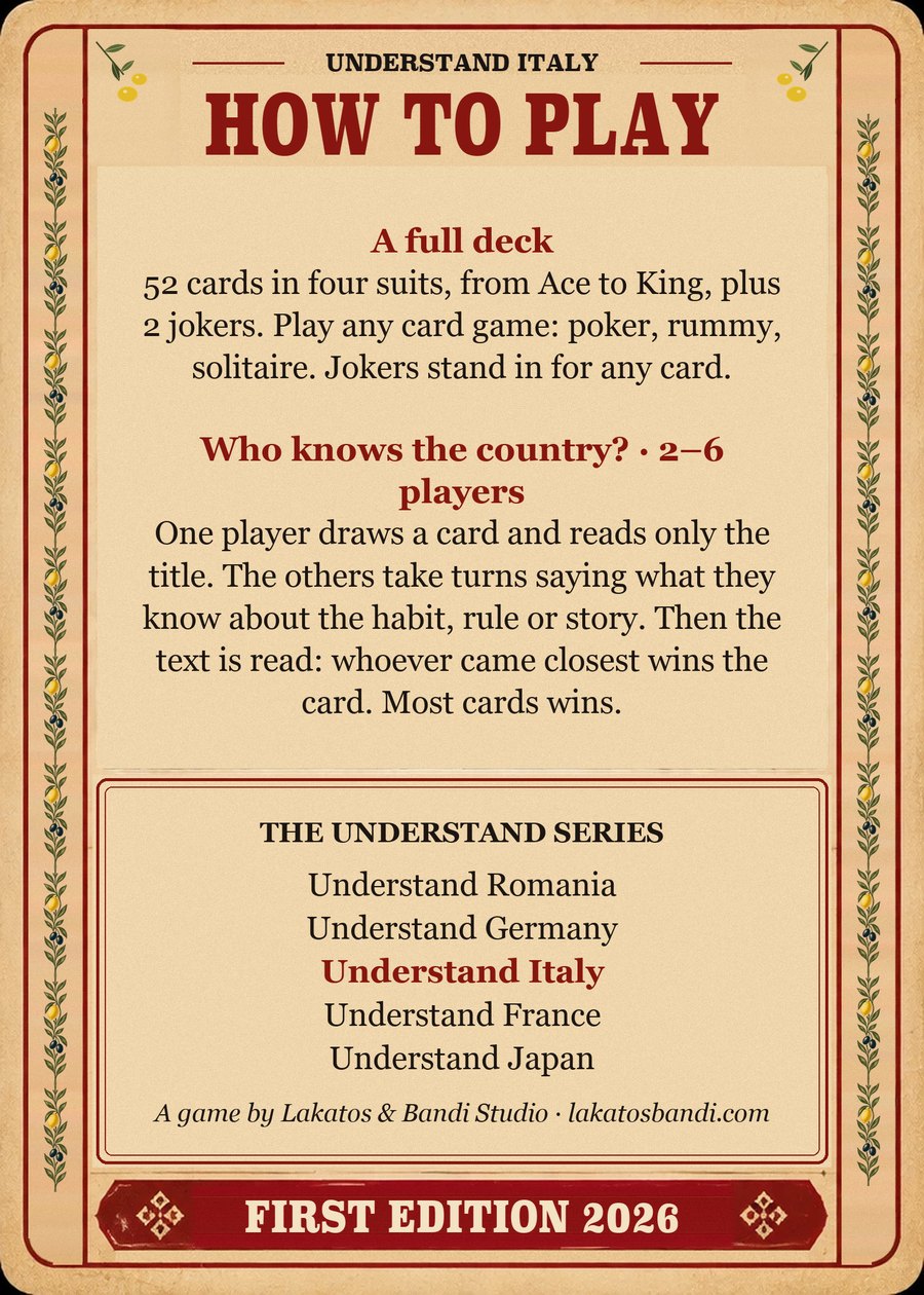 Understand Italy — Front and back