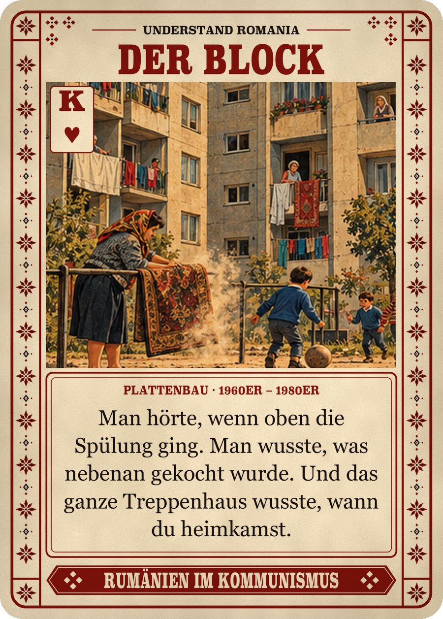 DER BLOCK — Plattenbau · 1960er – 1980er. Man hörte, wenn oben die Spülung ging. Man wusste, was nebenan gekocht wurde. Und das ganze Treppenhaus wusste, wann du heimkamst.