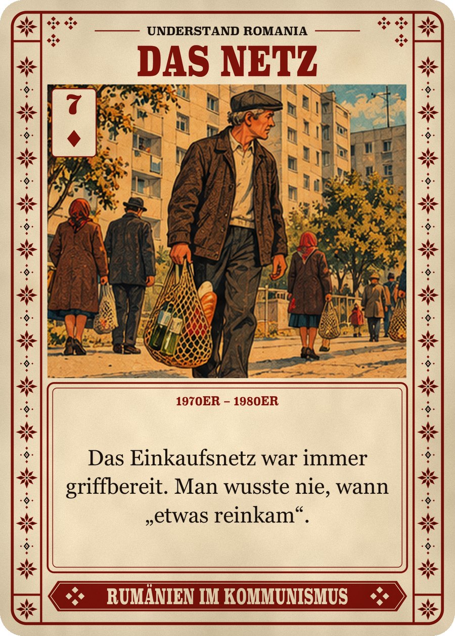 DAS NETZ — 1970er – 1980er. Das Einkaufsnetz war immer griffbereit. Man wusste nie, wann „etwas reinkam“.