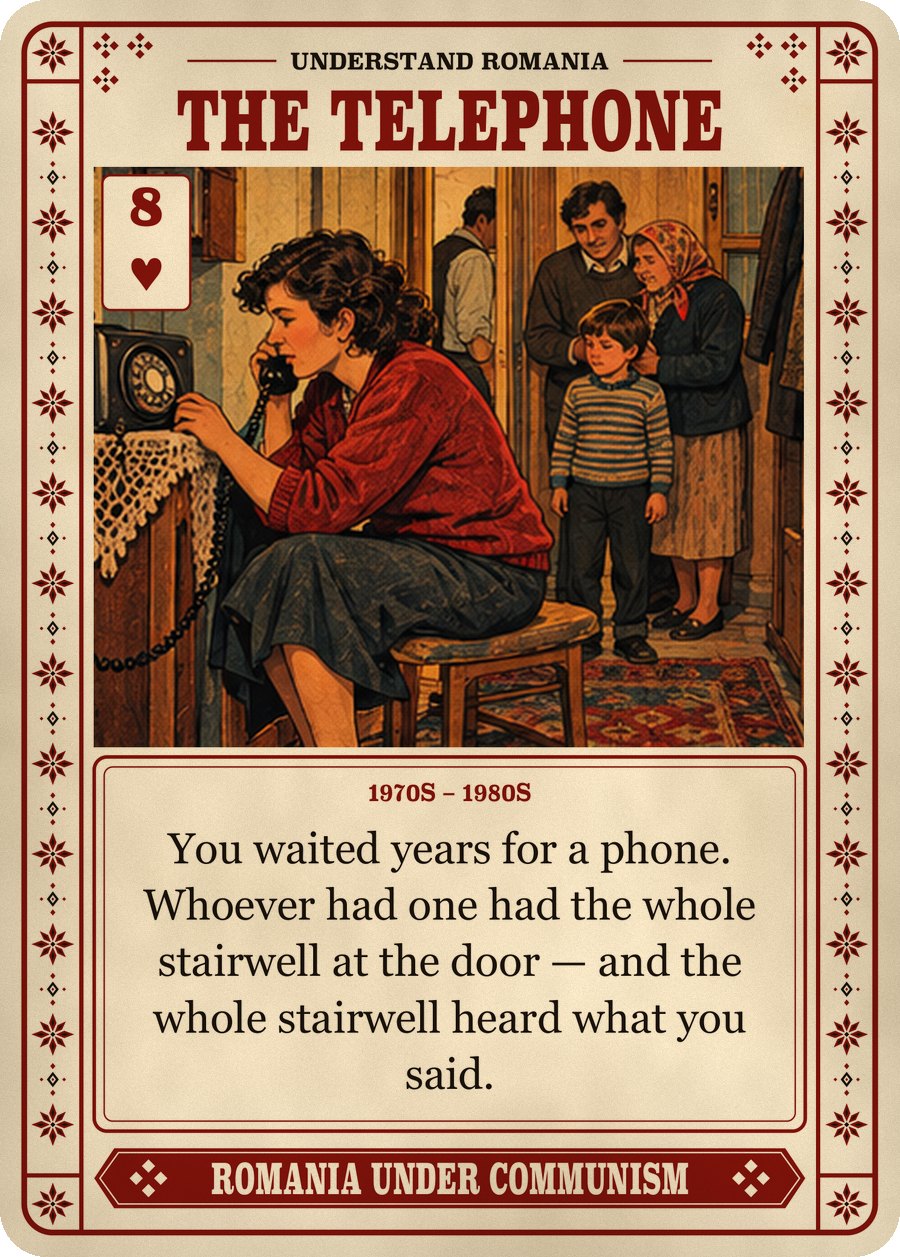 THE TELEPHONE — 1970s – 1980s. You waited years for a phone. Whoever had one had the whole stairwell at the door — and the whole stairwell heard what you said.