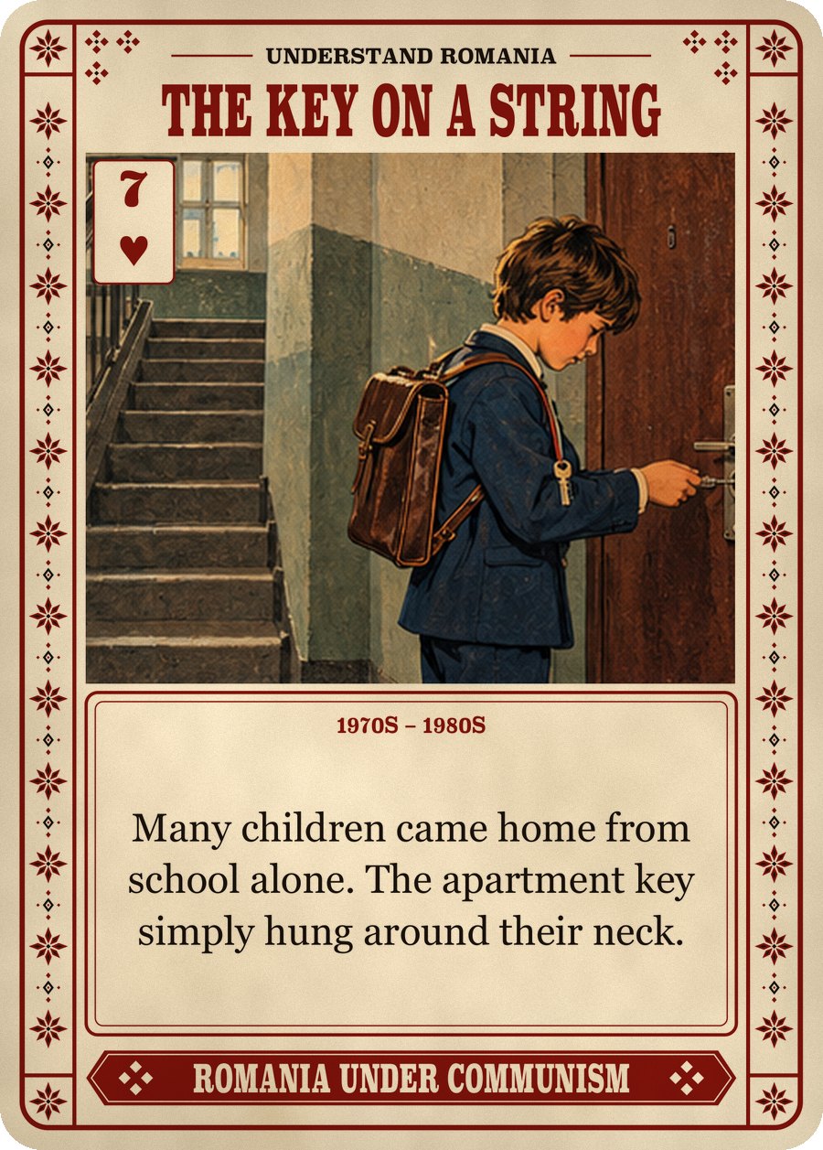 THE KEY ON A STRING — 1970s – 1980s. Many children came home from school alone. The apartment key simply hung around their neck.