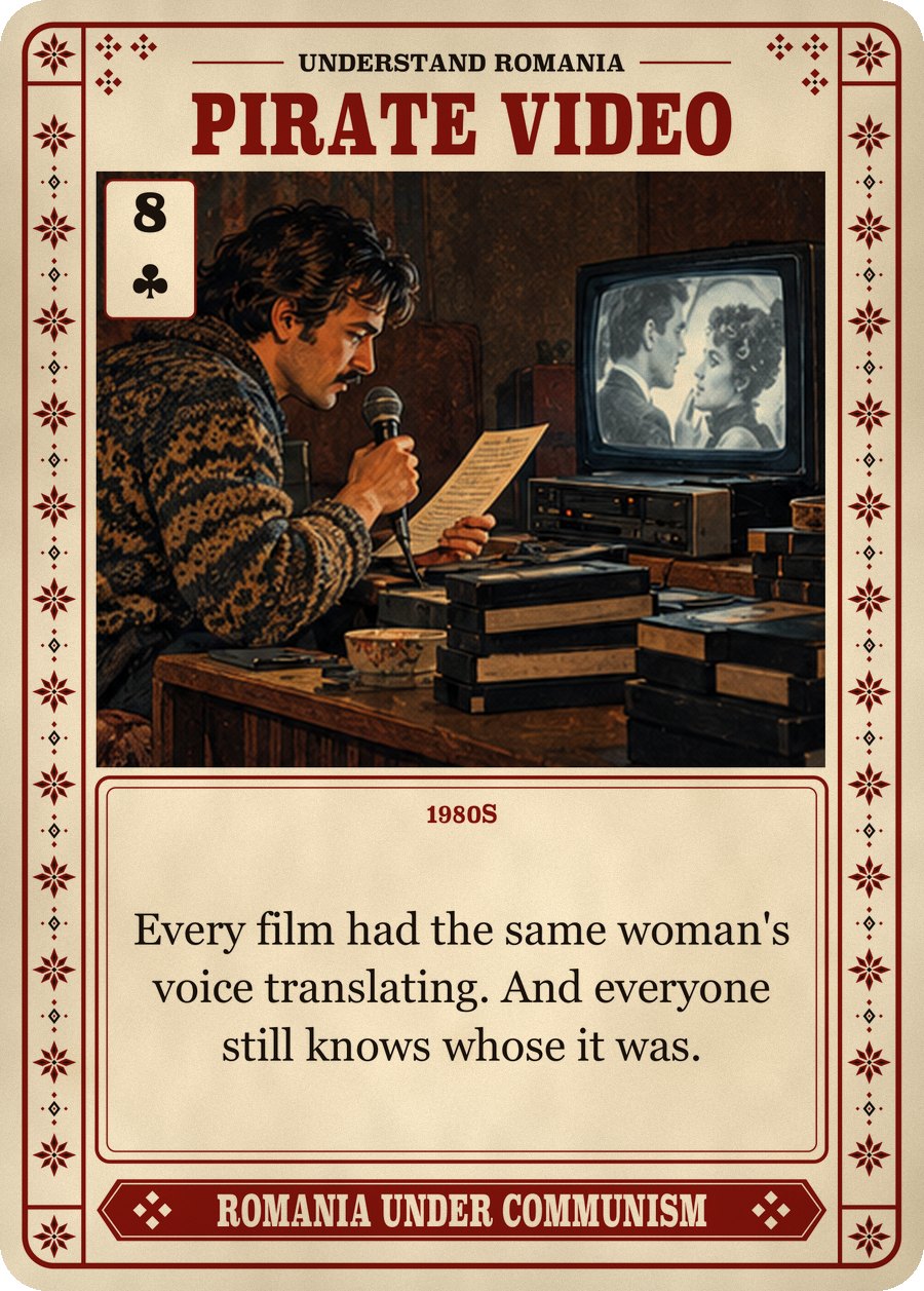 PIRATE VIDEO — 1980s. Every film had the same woman's voice translating. And everyone still knows whose it was.