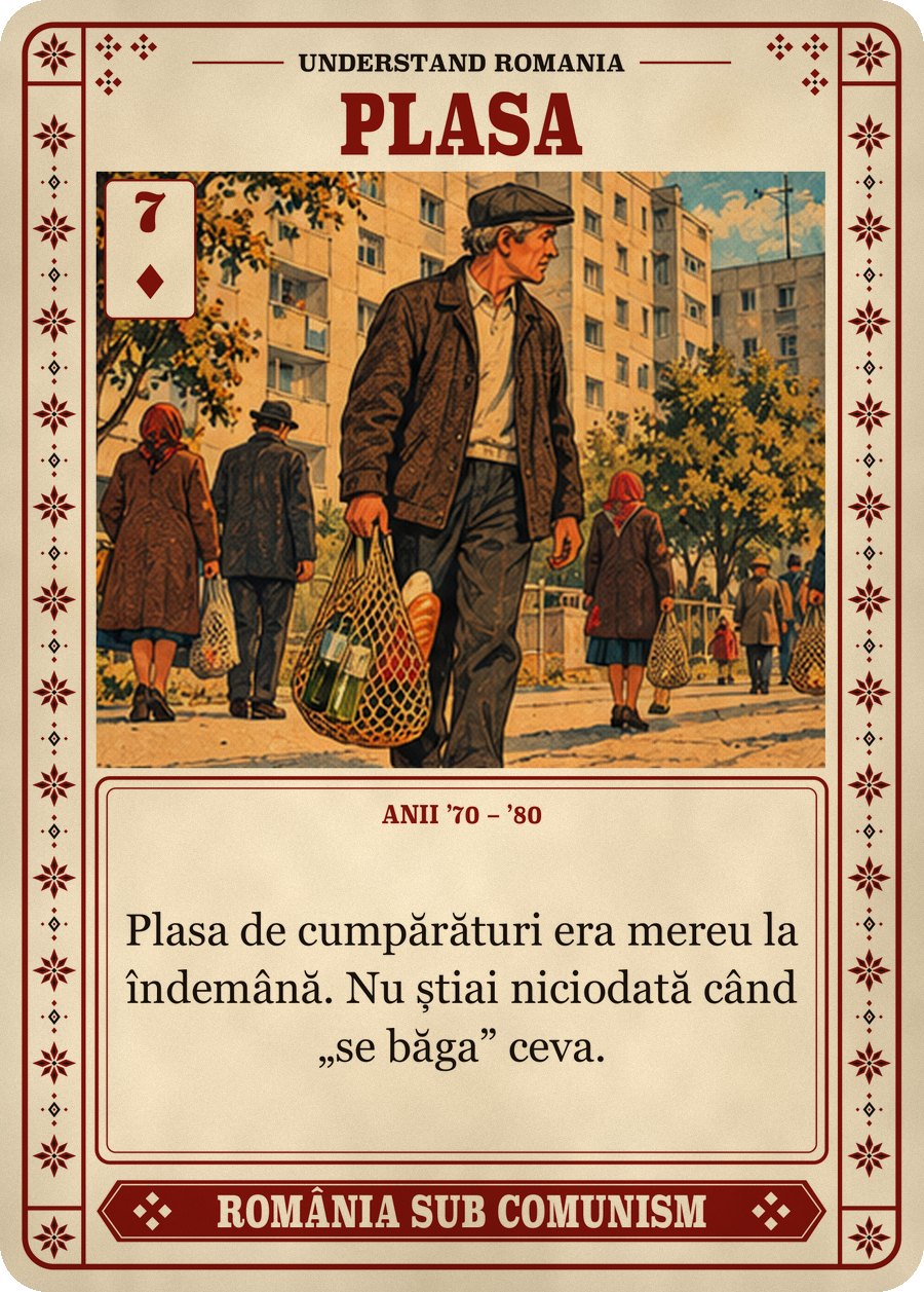 PLASA — anii ’70 – ’80. Plasa de cumpărături era mereu la îndemână. Nu știai niciodată când „se băga” ceva.