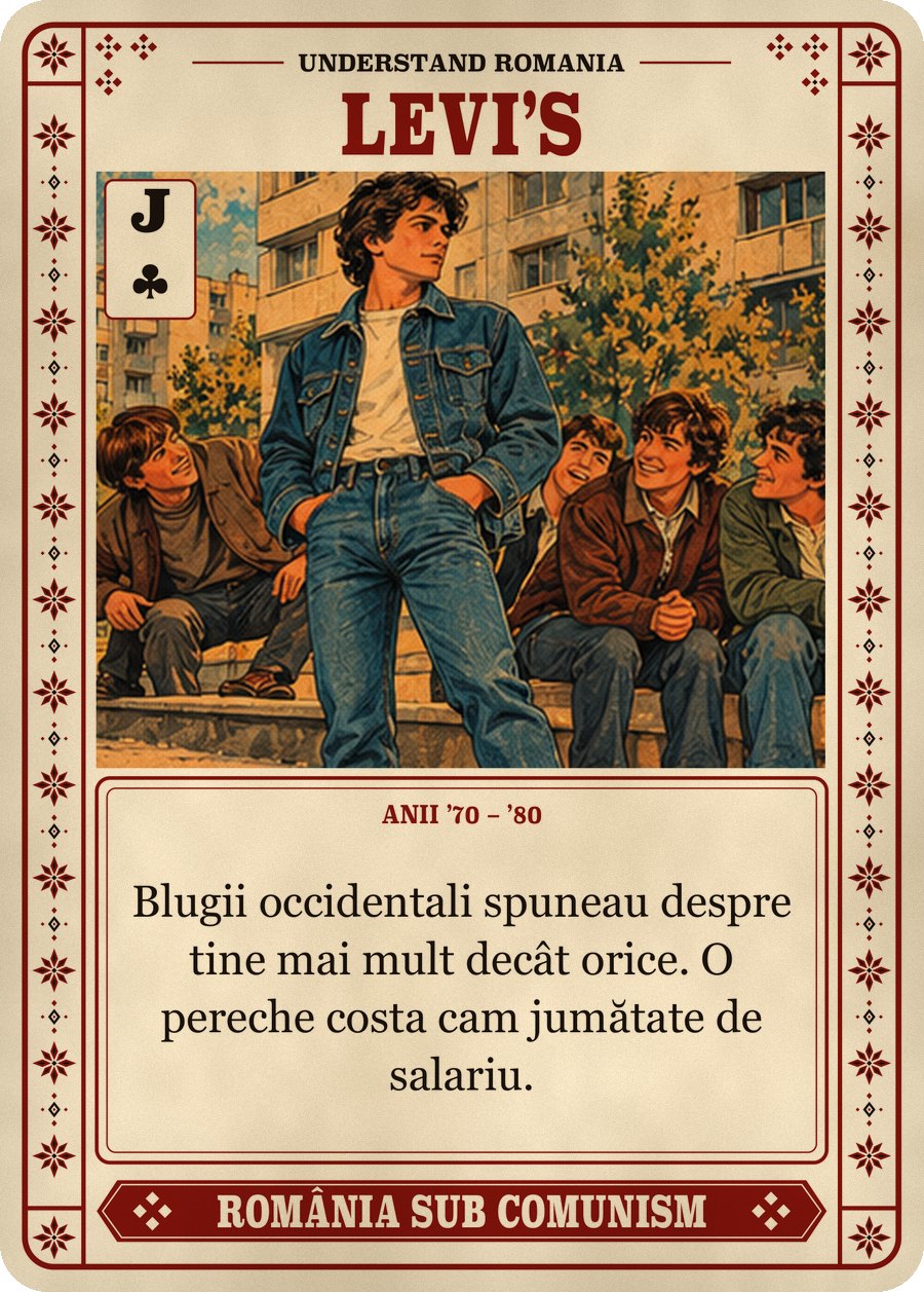 LEVI’S — anii ’70 – ’80. Blugii occidentali spuneau despre tine mai mult decât orice. O pereche costa cam jumătate de salariu.