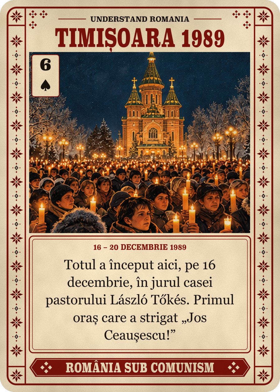 TIMIȘOARA 1989 — 16 – 20 decembrie 1989. Totul a început aici, pe 16 decembrie, în jurul casei pastorului László Tőkés. Primul oraș care a strigat „Jos Ceaușescu!”