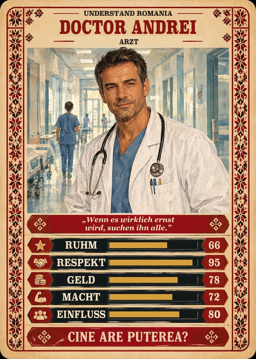 DOCTOR ANDREI — Arzt. Wenn es wirklich ernst wird, suchen ihn alle. (Ruhm 66, Respekt 95, Geld 78, Macht 72, Einfluss 80)