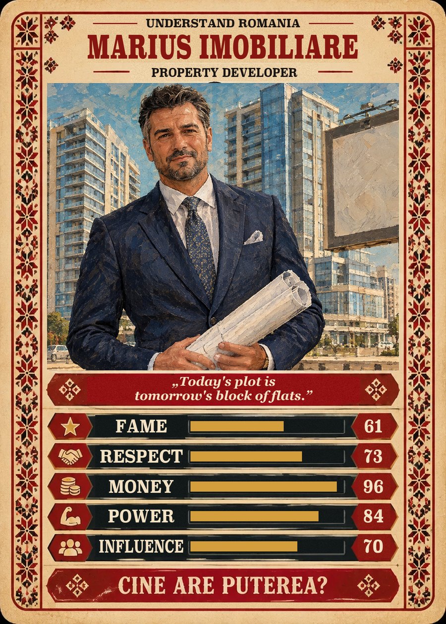 MARIUS IMOBILIARE — Property developer. Today's plot is tomorrow's block of flats. (Fame 61, Respect 73, Money 96, Power 84, Influence 70)