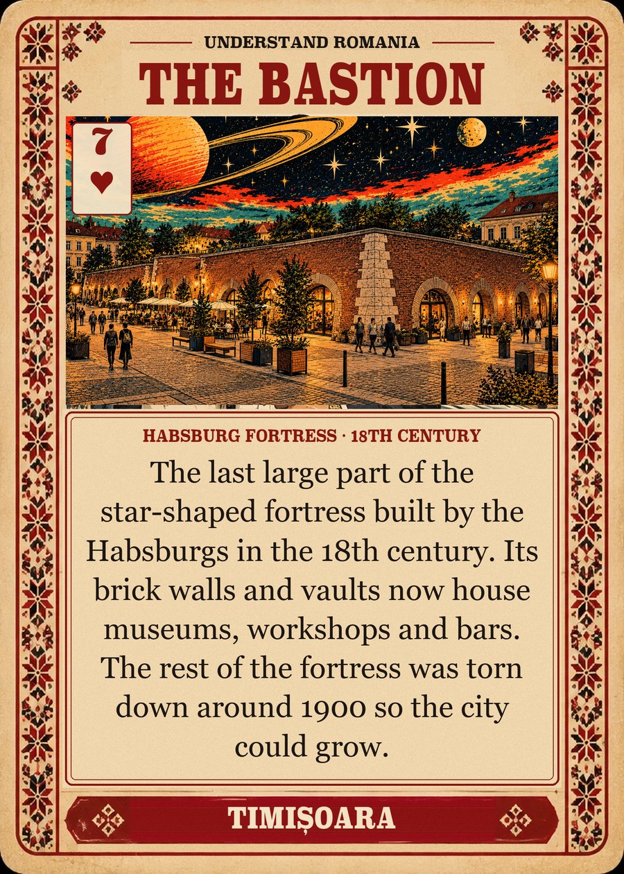 THE BASTION — Habsburg fortress · 18th century. The last large part of the star-shaped fortress built by the Habsburgs in the 18th century. Its brick walls and vaults now house museums, workshops and bars. The rest of the fortress was torn down around 1900 so the city could grow.